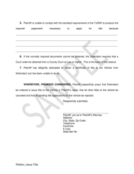 Plaintiff&#039;s Original Petition - Issue Title - Sample - Texas, Page 2