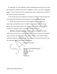 Plaintiff&#039;s Original Petition - Sale Rescind (New Vehicle) - Sample - Texas, Page 2