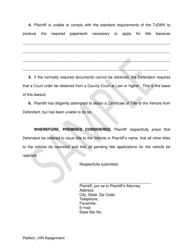 Plaintiff&#039;s Original Petition - Vin Assignment - Sample - Texas, Page 2