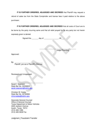 Unopposed Final Judgment - Fraudulent Transfer - Sample - Texas, Page 2