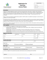 Form VTR-423 Application for Gold Star License Plates - Texas