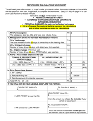 Document preview: Repurchase Calculations Worksheet - Texas