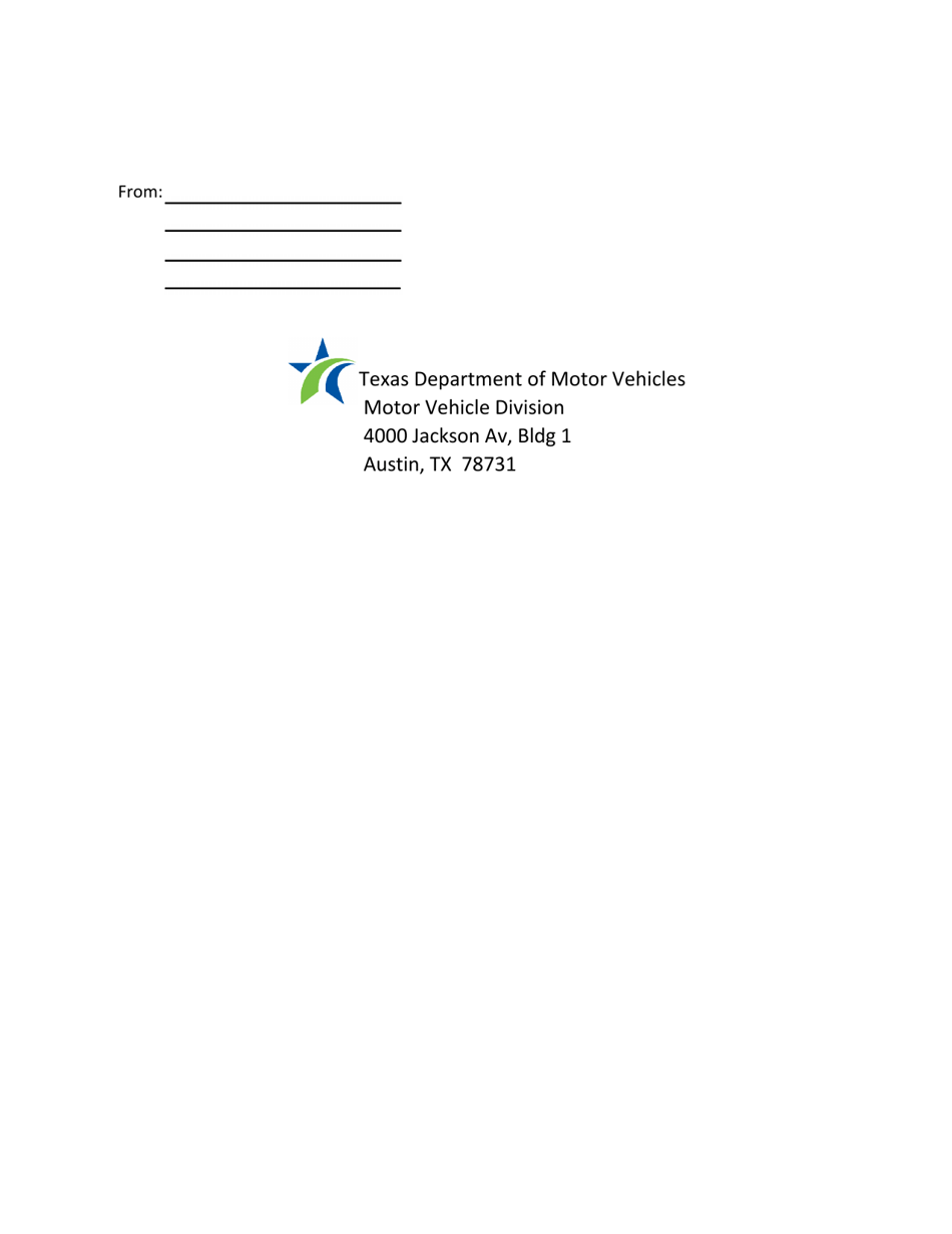 Texas Texas DMV HQ Mailing Label Fill Out, Sign Online and Download