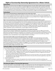 Form VTR-122 Rights of Survivorship Ownership Agreement for a Motor Vehicle - Texas, Page 2