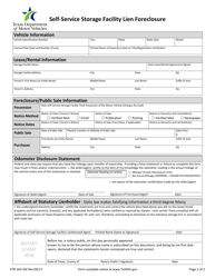 Document preview: Form VTR-265-SSF Self-service Storage Facility Lien Foreclosure - Texas