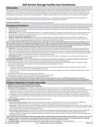 Form VTR-265-SSF Self-service Storage Facility Lien Foreclosure - Texas, Page 2