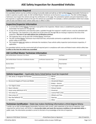 Form VTR-64 Ase Safety Inspection for Assembled Vehicles - Texas, Page 2