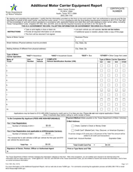 Document preview: Form 1900 Additional Motor Carrier Equipment Report - Texas