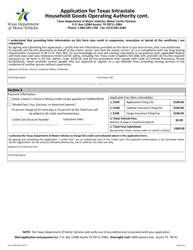 Form 1899H Application for Texas Intrastate Household Goods Operating Authority - Texas, Page 4