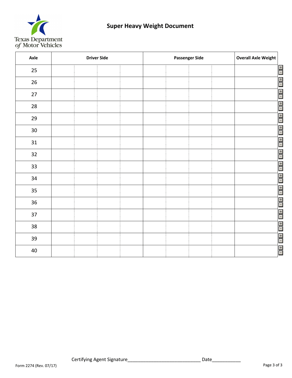 Form 2274 Super Heavy Weight Document - Texas, Page 3