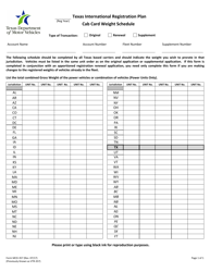 Document preview: Form MCD-357 Texas International Registration Plan Cab Card Weight Schedule - Texas