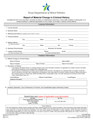 Document preview: Form LF607 Report of Material Change in Criminal History - Texas