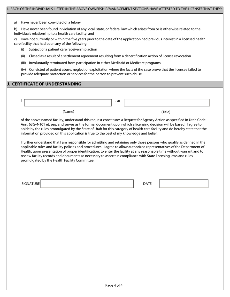 Request for Agency Action / License Application - Utah, Page 4