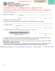 Document preview: Application for Collection Agency - Utah