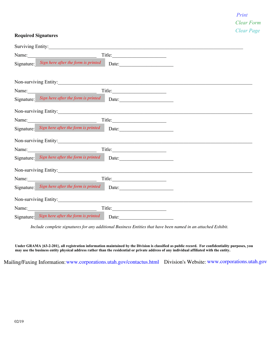 Statement / Articles of Merger - Utah, Page 3