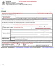 Document preview: Certificate of Organization (Low-Profit Limited Liability Company) - Utah
