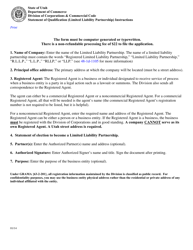 Document preview: Instructions for Statement of Qualification (Limited Liability Partnership) - Utah