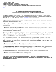 Document preview: Instructions for Foreign Registration Statement (Limited Liability Partnership) - Utah