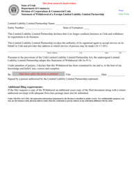 Document preview: Statement of Withdrawal of a Foreign Limited Liability Limited Partnership - Utah