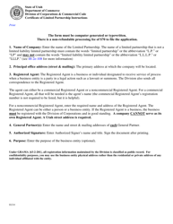 Document preview: Instructions for Certificate of Limited Partnership - Utah