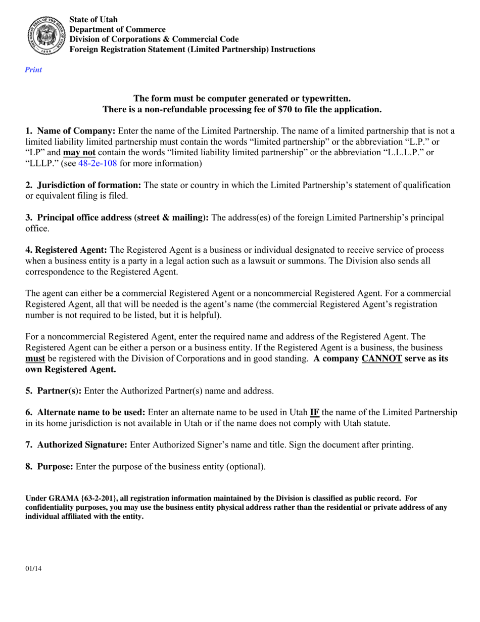 Download Instructions for Foreign Registration Statement (Limited