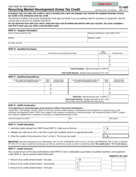 Document preview: Form TC-40R Recycling Market Development Zones Tax Credit - Utah