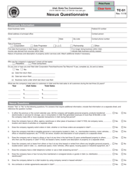 Form TC-51 Nexus Questionnaire - Utah