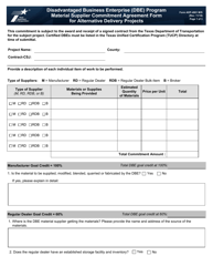 Form ADP-4901 M/S Dbe Program Material Supplier Commitment Agreement Form for Alternative Delivery Projects - Texas