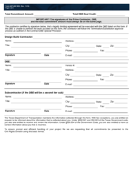 Form ADP-4901 M/S Dbe Program Material Supplier Commitment Agreement Form for Alternative Delivery Projects - Texas, Page 3