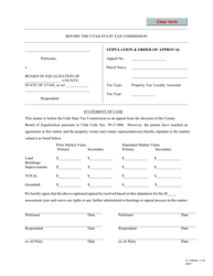 Form TC-104B Stipulation &amp; Order of Approval - Utah