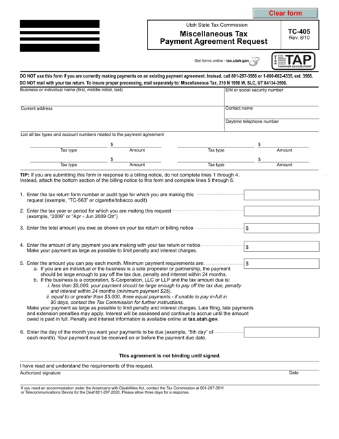 Form TC-405  Printable Pdf