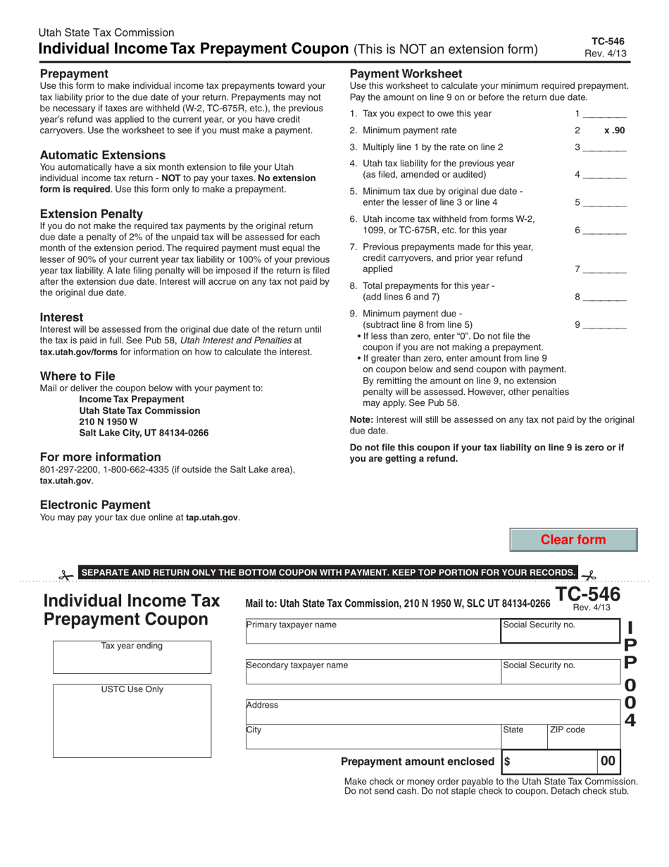 Form TC546 Fill Out, Sign Online and Download Fillable PDF, Utah Templateroller