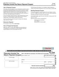 Document preview: Form TC-549 Fiduciary Income Tax Return Payment Coupon - Utah