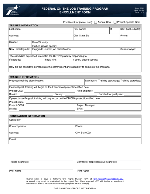 Form 2201  Printable Pdf