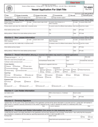 Document preview: Form TC-656V Vessel Application for Utah Title - Utah
