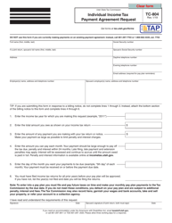 Document preview: Form TC-804 Individual Income Tax Payment Agreement Request - Utah