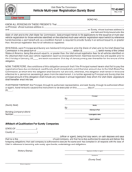 Document preview: Form TC-824MC Vehicle Multi-Year Registration Surety Bond - Utah