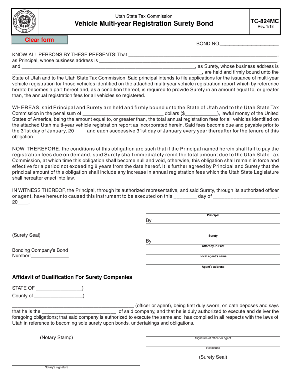 Form TC824MC Fill Out, Sign Online and Download Fillable PDF, Utah