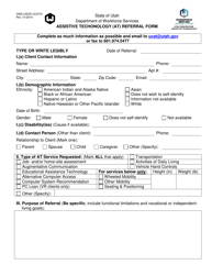 Form DWS-USOR UCAT01 Assistive Techonology (At) Referral Form - Utah