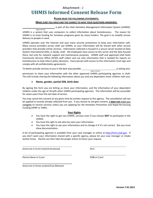 Attachment J Uhmis Informed Consent Release Form - Utah