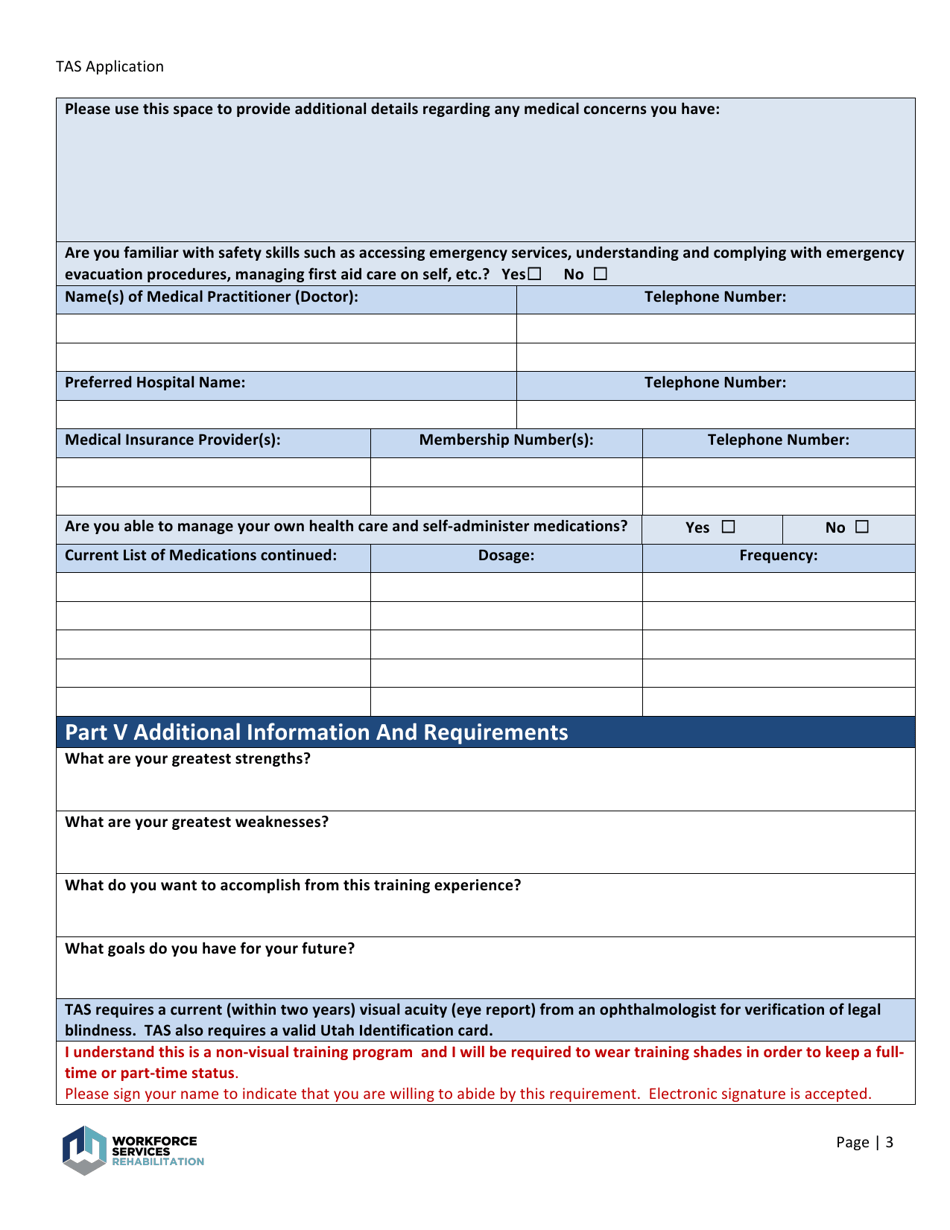 Training and Adjustment Services Student Application - Utah, Page 3