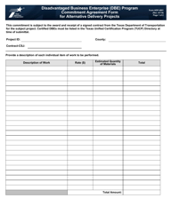 Form ADP-4901 Dbe Program Commitment Agreement Form for Alternative Delivery Projects - Texas