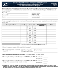 Document preview: Form ADP-4901-T Dbe Program Trucking Commitment Agreement Form for Alternative Delivery Projects - Texas