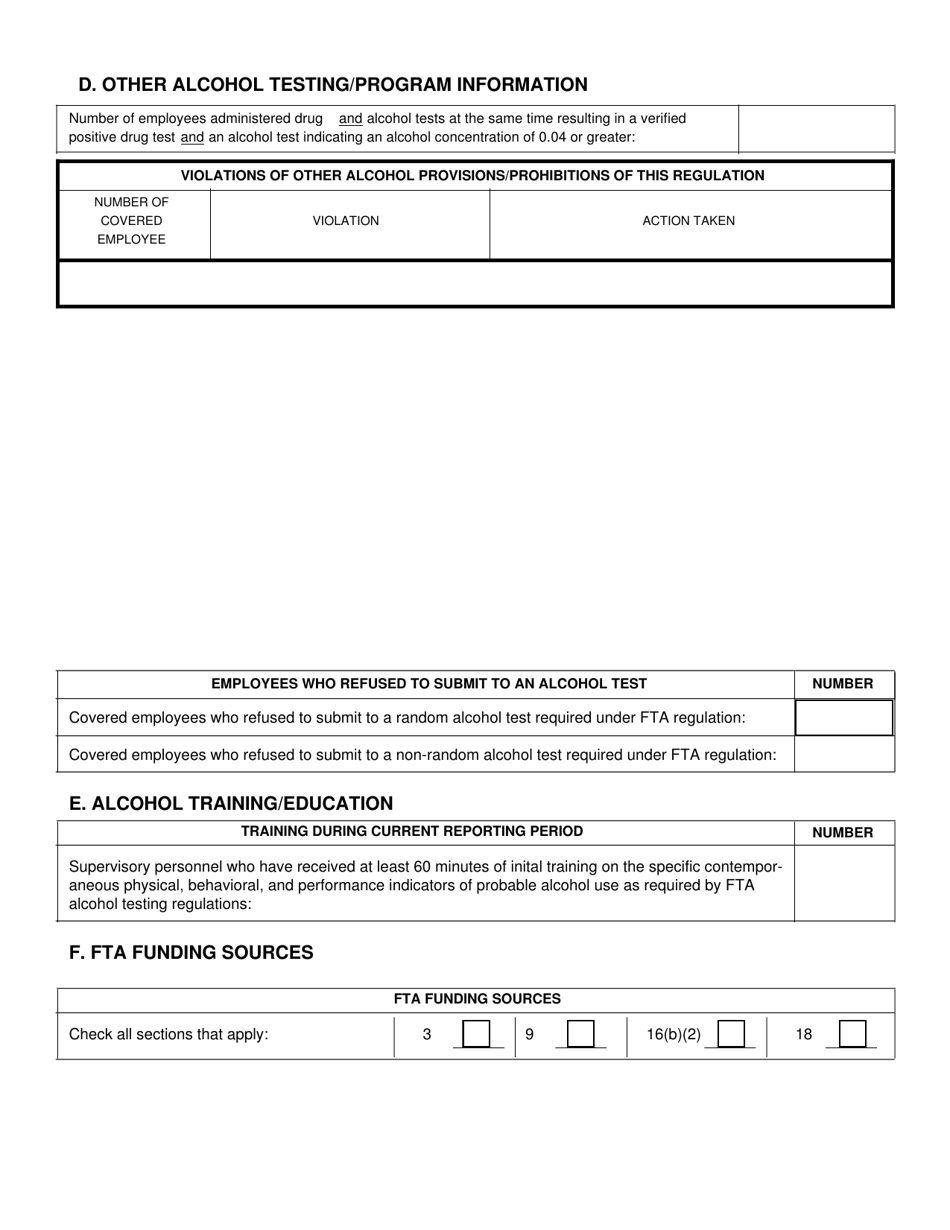 Alcohol Testing Data Collections Form - Utah, Page 5