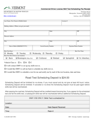 Form VL-56 Commercial Driver License Skill Test Scheduling Fee Receipt - Vermont