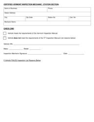 Form VN-029 Branded Title Vehicle Inspection Form - Vermont, Page 2