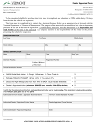 Document preview: Form VD-012 Dealer Appraisal Form - Vermont