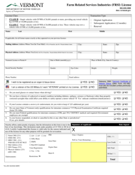 Form VL-052 Farm Related Services Industries (Frsi) License - Vermont