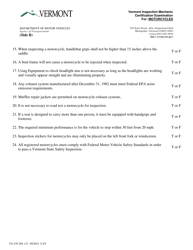 Form TA-VN-204 Inspection Mechanic Certification Examination for Motorcycles - Vermont, Page 2