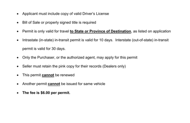 Form VD-032 Intransit Permit Application - Vermont, Page 2